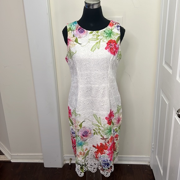 Cleo Unique Floral Sheath Dress Size 12 - Picture 7 of 16